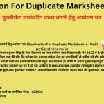 Application For Duplicate Marksheet In Hindi